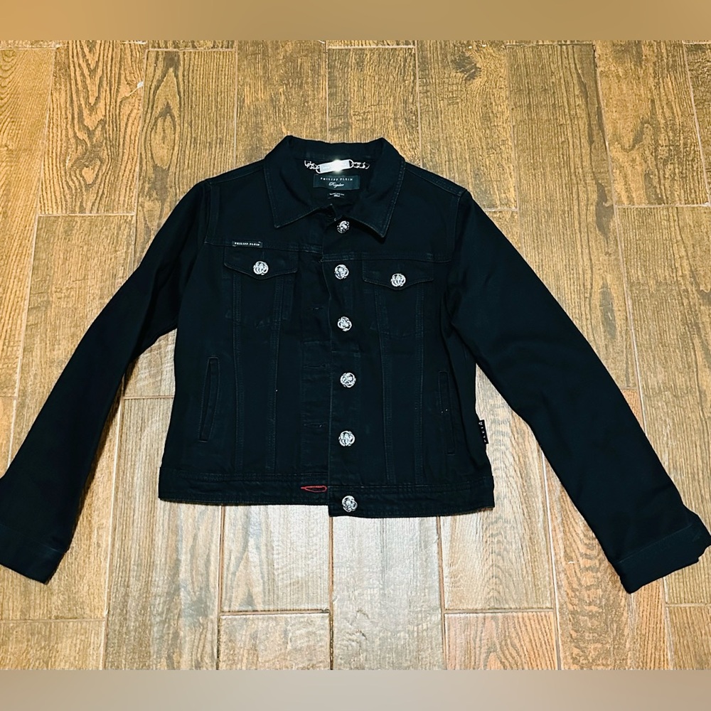 Philipp Plein Black Jean Jacket Timeless Design